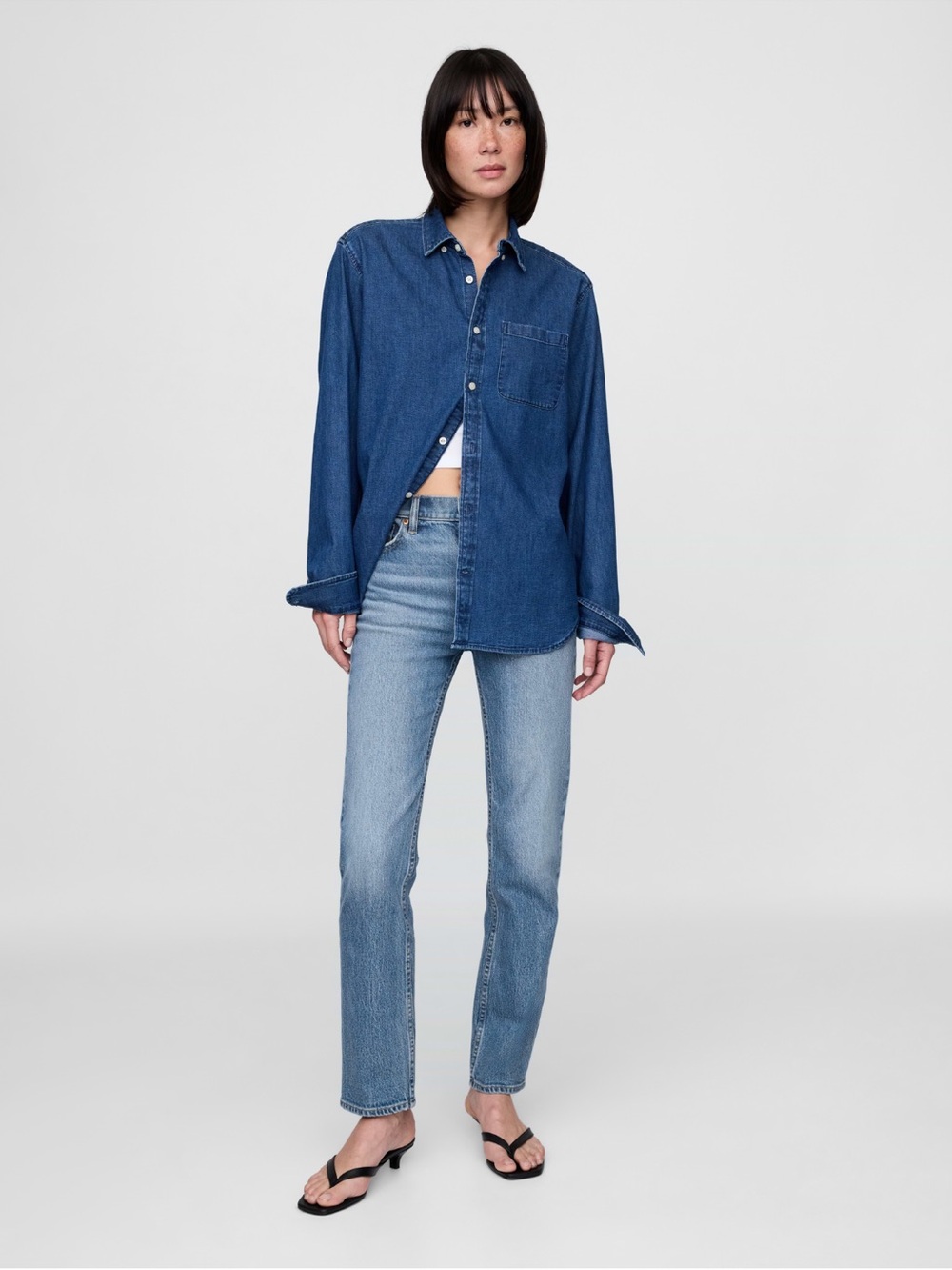 GAP 90’s high rise slim Straight-Leg Jeans, medium wash - Picture 3 of 5